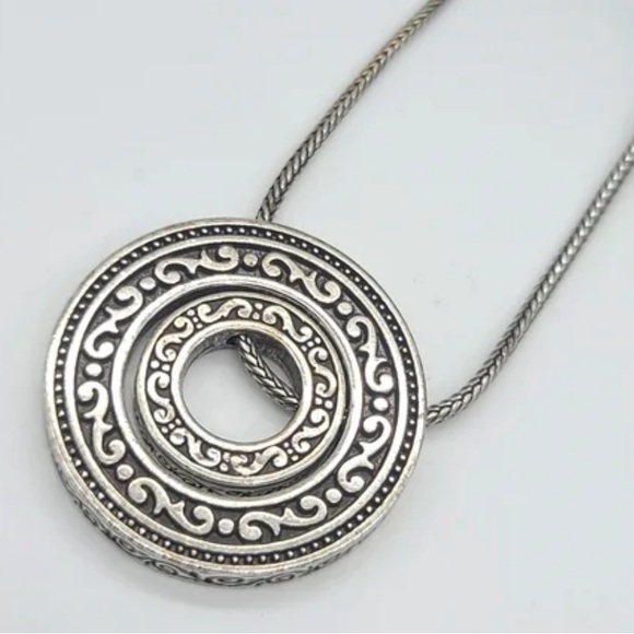 Brighton Central Park Silver Plated Scroll Halo Pendent Necklace - Picture 5 of 9
